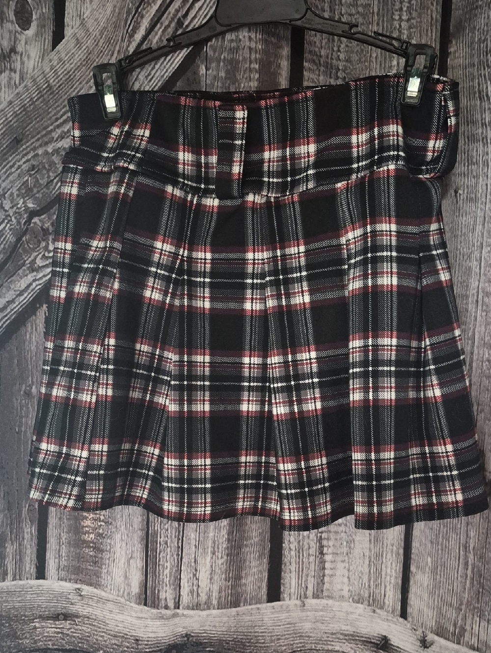 Plaid Mini Skirt in Black and Red - Women